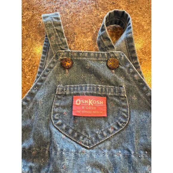 Vintage Y2K 90ies Baby Girls Oshkosh floral footed overalls size 6/9 months - Picture 2 of 7